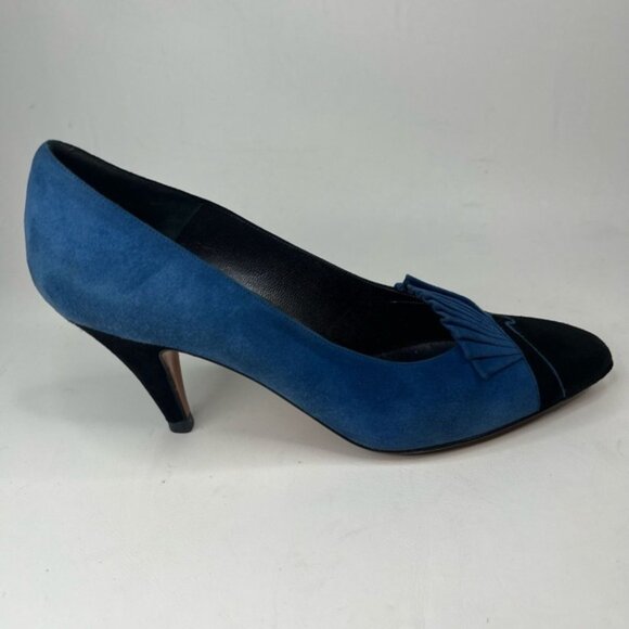 BALLY ITALY🇮🇹MADE‎ Genuine LEATHER Suede Fan Detail Pumps 885 877 01 Size 8S - Picture 6 of 16